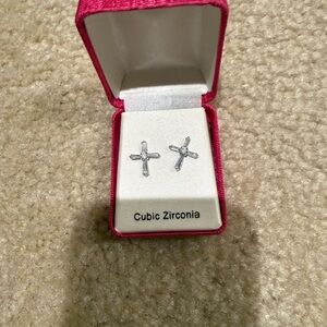 Kohl's Silver Cubic Zirconia Cross Earrings